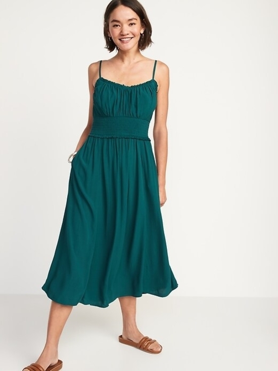 Old Navy Dresses & Skirts - Old Navy Teal Smocked-Waist Midi Dress with Spaghetti Straps